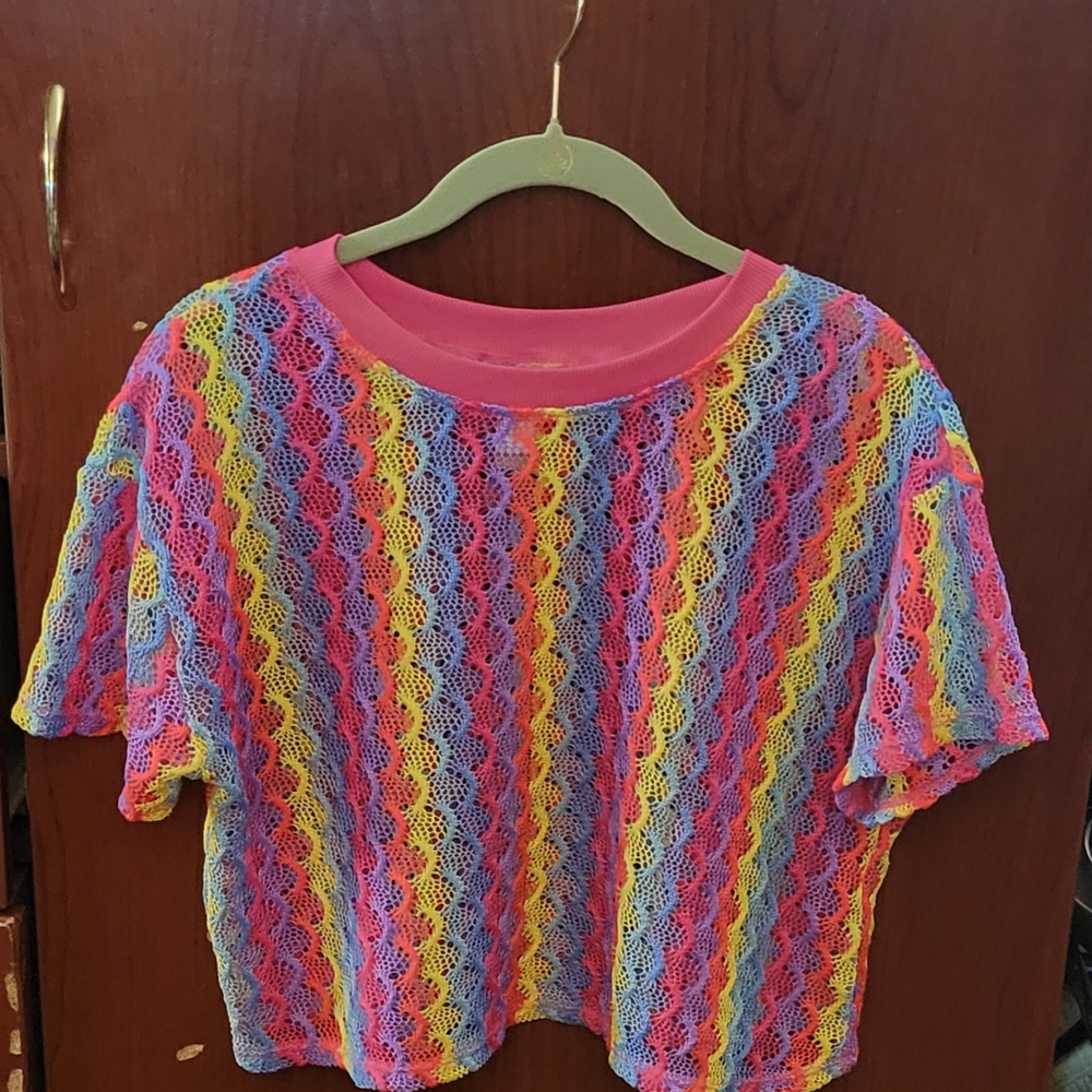 No Boundaries Multicolor Crochet Crop Top